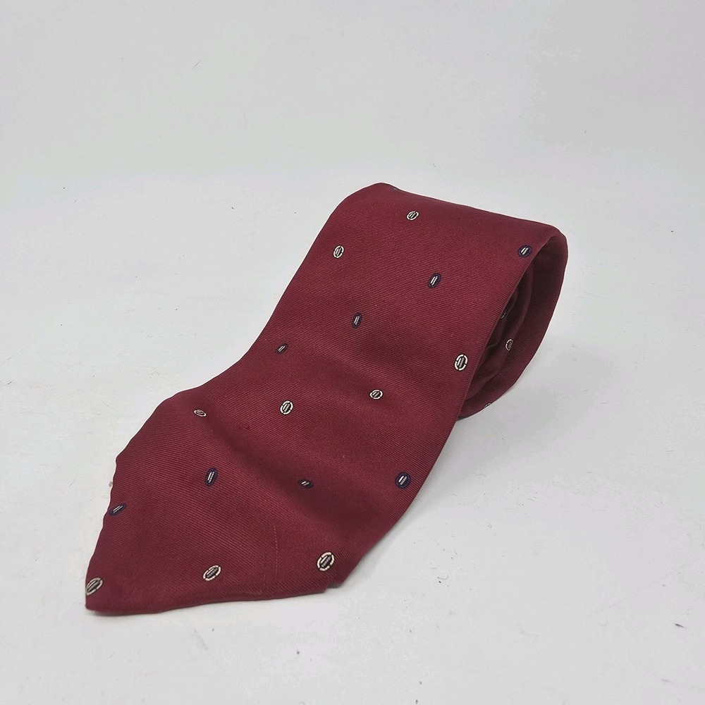 Vintage Yves Saint Laurent YSL Silk Necktie Red Geometric Made in USA Mens Tie